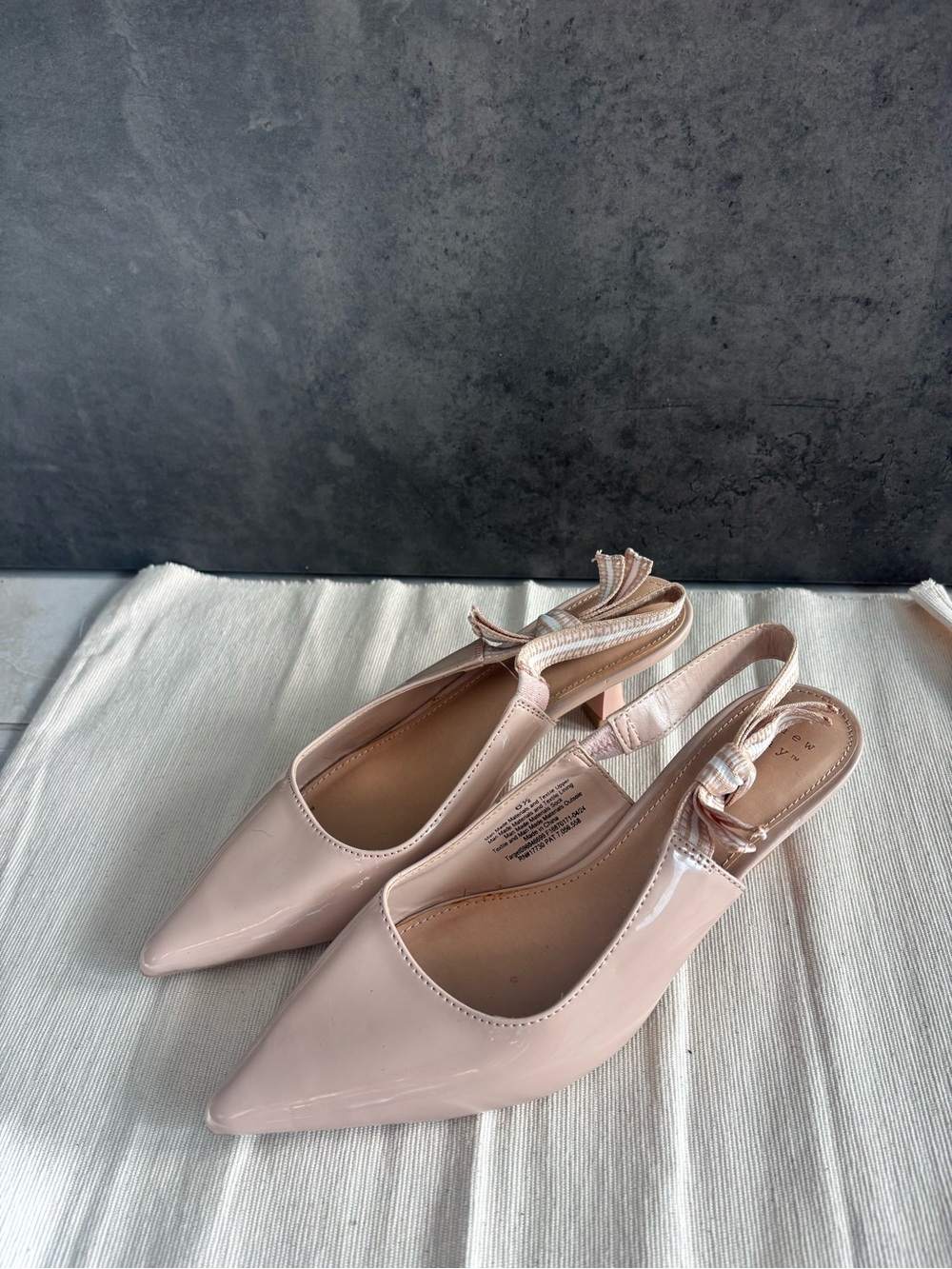 Target Women's Nude Patent Pointed Toe Slingback Kitten Heels - Picture 3 of 4